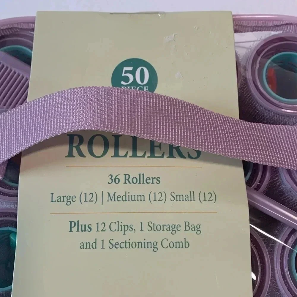 Self-Grip Hair Rollers Storage Case 36 Rollers Comb Clips Set New
